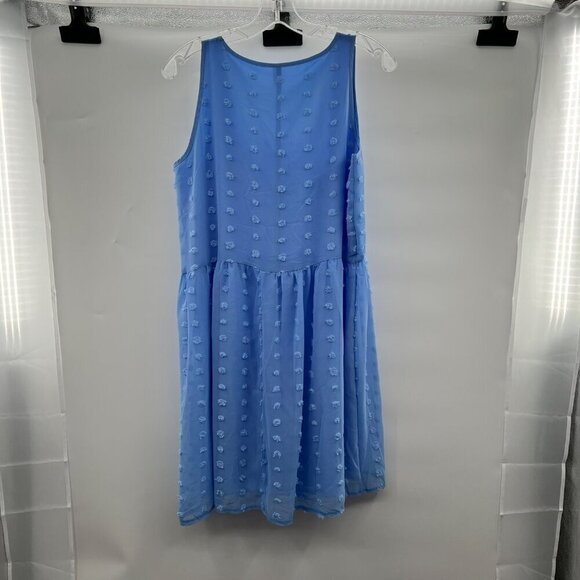 Zenana Women's Scoop Neck Sleeveless A-Line Dress Blue Dotted Embroidered S - Picture 7 of 9